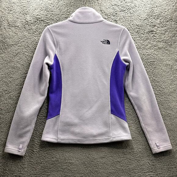 The North Face Women's XS Purple Two Tone Fleece Full Zip Jacket Mock Neck Warm - Picture 9 of 11